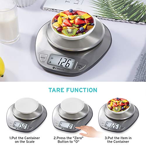 Etekcity EK4352H Profesjonalna Waga Kuchenna Cyfrowa z Wysoką Precyzją Do 1 G, Stal Szlachetna, 5 kg, Srebrny - obrazek 7