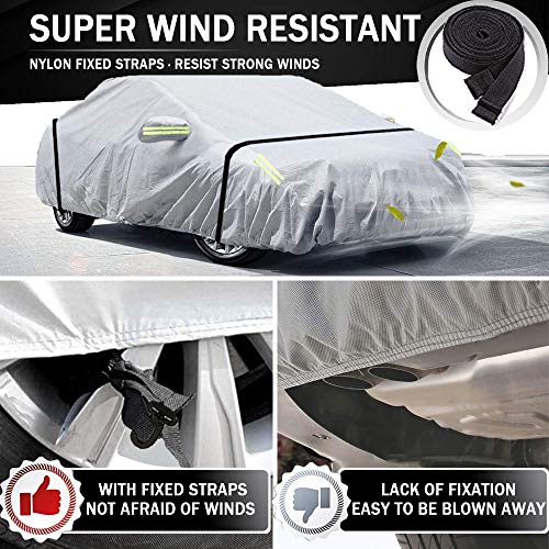 TOPOWN Pokrowiec na samochód pełny garaż 485 x 180 x 150 cm tkanina Oxford 420D plandeka samochodowa odporna na zabrudzenia garaż samochodowy pyłoszczelna plandeka na samochód cały garaż wodoodporny pełny garaż plandeka na zimę i lato - obrazek 6