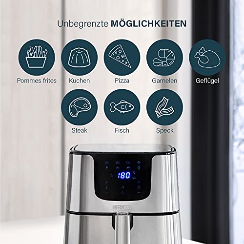 Princess 01.182060.01.001 Frytkownica Beztłuszczowa, 1700W, 5,5 L, Srebrny - obrazek 3