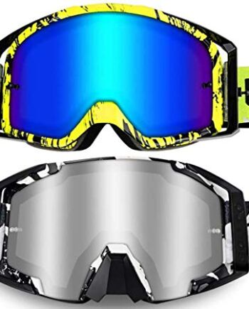 2 sztuki gogli motocyklowych do motocrossu, ochrona przed promieniowaniem UV, wiatroszczelne, pyłoszczelne, przeciwmgielne gogle do ATV, wyścigów terenowych, wspinaczki, jazdy na nartach o fajnym wyglądzie nakrycia głowy