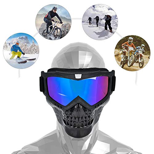 Alomejor Kask motocyklowy, gogle motocyklowe, maska na twarz z okularami, ochrona przed promieniowaniem UV, okulary do jazdy konnej, do sportów na świeżym - obrazek 7