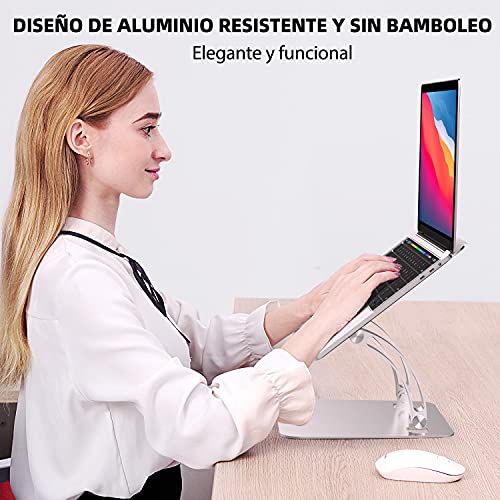 Stojak na laptopa na biurko, stojak na komputer o regulowanej wysokości, ergonomiczny aluminiowy podest na laptopa kompatybilny z MacBook, Air, Pro, Dell XPS, Samsung, wszystkie laptopy 10-16 cali - srebrny - obrazek 5