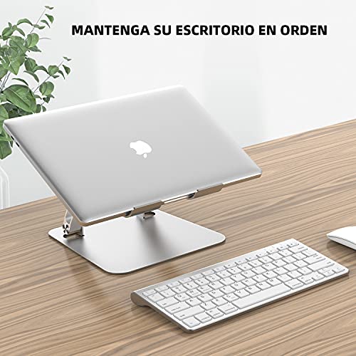 Stojak na laptopa na biurko, stojak na komputer o regulowanej wysokości, ergonomiczny aluminiowy podest na laptopa kompatybilny z MacBook, Air, Pro, Dell XPS, Samsung, wszystkie laptopy 10-16 cali - srebrny - obrazek 2