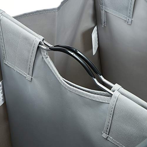 SONGMICS Sortownik prania z rolkami i 2 przegródkami, kosz na pranie, kosz na pranie, wózek na pranie ze zdejmowanymi kieszeniami, pojemność całkowita 90 l, szary, LSF002GS - obrazek 2