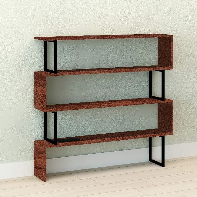 Homemania Biblioteka Sirio - półka, biblioteka - z półkami - do salonu, sypialni, biura - orzech włoski, czarny drewniany, 145 X 34 X 120cm - obrazek 3