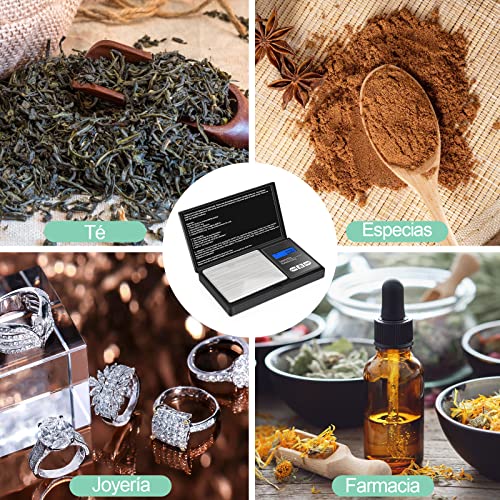 Brencco Cyfrowa waga kieszonkowa 500g / 0.01g waga precyzyjna (7 jednostek) Elektroniczna waga z podświetlanym wyświetlaczem LCD, przenośna mini waga do kuchni/kawy/podróży/leków, Czarna - obrazek 2