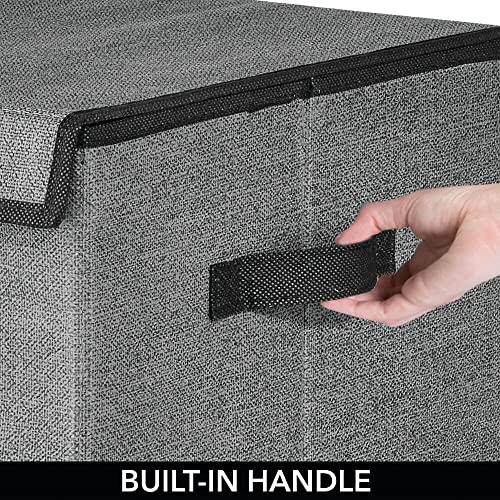 mDesign Kosz na pranie z wbudowanymi uchwytami – Składany kosz na bieliznę z pokrywą do łazienki lub sypialni – Nadaje się również jako kosz na bieliznę dla dzieci – grafitowy/czarny - obrazek 6
