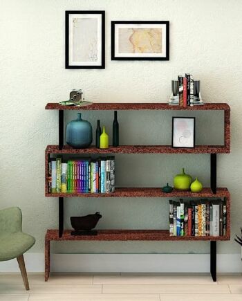 Homemania Biblioteka Sirio - półka, biblioteka - z półkami - do salonu, sypialni, biura - orzech włoski, czarny drewniany, 145 X 34 X 120cm