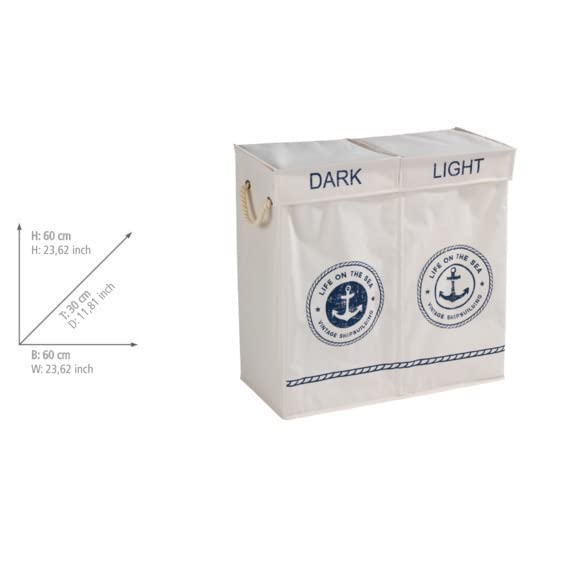 Wenko Kosz na pranie Duo Sylt w kolorze beżowym, poliester, 30 x 60 x - obrazek 3