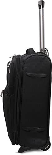 Aerolite 55 x 40 x 20 cm, możliwość rozszerzenia 55 x 40 x 23 cm, Lufthansa Eurowings Ryanair, maksymalna ilość, lekki bagaż podręczny, walizka, bagaż pokładowy, walizka na kółkach, kolor czarny, 55x40x20 (+3), 55cm Handgepäck, walizka - obrazek 2