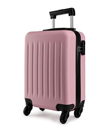 KONO Twarda obudowa, walizka na kółkach, podwójne kółka, ABS, bagaż podręczny, bagaż pokładowy, 48 cm, 20 cali, różowy, 48x30x20cm, Do zabrania ze sobą
