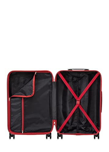 OCHNIK Walizka Średnia | Twarda Walizka | Materiał: ABS | Kolor: Czerwony | Rozmiar: M | Wymiary: 66x45x26,5cm | Pojemność: 66 litrów | 4 kółka | Wysoka Jakość - obrazek 5