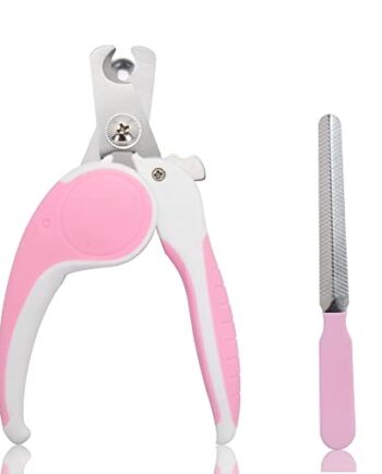 ZEROFAFA Profesjonalne obcinacze do paznokci i trymery do pazurów psów i kotów, w kształcie słonia, obcinacz do pazurów zwierząt domowych z osłoną bezpieczeństwa, aby uniknąć nadmiernego cięcia, bezpłatny pilnik do paznokci - dla dużych i małych zwierząt (różowy)