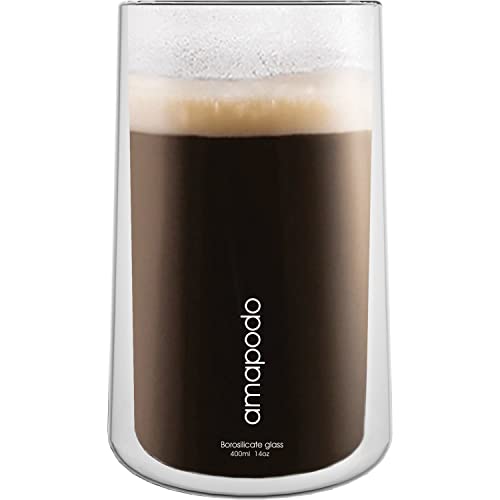 amapodo Szklanki do latte macchiato - szklanki z podwójnymi ściankami 2 x 400 ml - szklanki termiczne - zestaw szklanek do kawy - szklanki do herbaty z podwójnymi ściankami - szklanki do cappucino - prezenty dla kobiet - filiżanki do kawy ze szkła - obrazek 4
