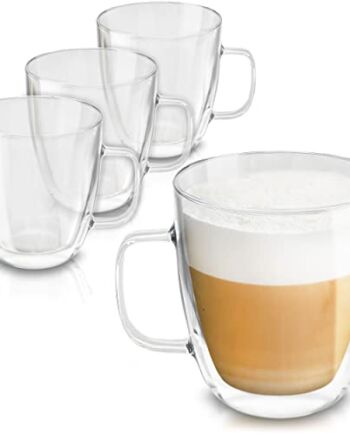 4 Szklanki termiczne Double Walled Latte Macchiato 350ml - dłużej utrzymują temperaturę - chronią dłonie - z pudełkiem prezentowym
