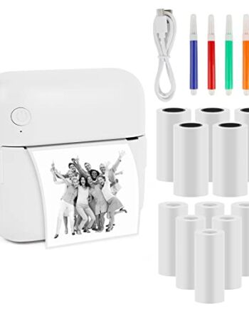 Comius Sharp Mini drukarka, bezprzewodowa drukarka termiczna Bluetooth, przenośna drukarka kieszonkowa, 19 sztuk, zestaw termicznych drukarek kieszonkowych z papierem do drukowania etykiet, długopisy do systemu Android iOS