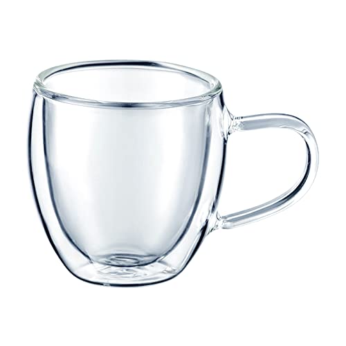 Ambition 96858 Dwuścienne Mia 2 szt. 250 ml zestaw szklanek do latte macchiato filiżanki do kawy ze szkła z uchem szkło termiczne cappuccino kawa herbata mleko idealny pomysł na prezent, 250 ml