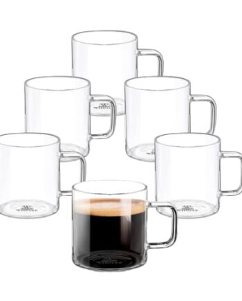Wilmax Szklanki do herbaty i kawy z uchwytem | Zestaw 6 szklanek do go