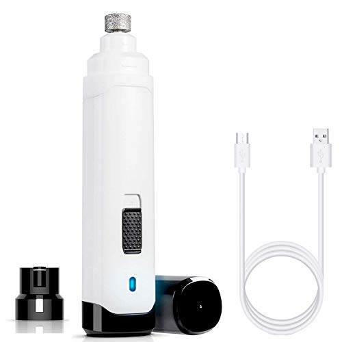 Szlifierka do paznokci dla psów, elektryczny trymer do paznokci dla zwierząt domowych 2 prędkości obrotowej młynek do paznokci dla delikatnego i bezbolesnego pazura do pielęgnacji zwierząt domowych ładowanie USB wyjątkowo cichy trymer do pazurów dla psów, kotów, małych zwierząt