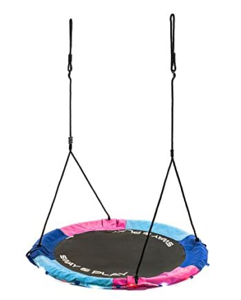 Huśtawka Bocianie Gniazdo Hamak Fotel Wiszący Okrągła Z Siatką Zabawka Dla Dzieci Do Siedzenia Na Zewnątrz Huśtawki Do Wnętrz 150 kg Regulowana Do Powieszenie Na Drzewie Dla Chłopców Dziewczynek