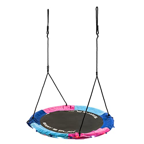 Huśtawka Bocianie Gniazdo Hamak Fotel Wiszący Okrągła Z Siatką Zabawka Dla Dzieci Do Siedzenia Na Zewnątrz Huśtawki Do Wnętrz 150 kg Regulowana Do Powieszenie Na Drzewie Dla Chłopców Dziewczynek