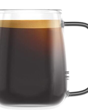 amapodo Filiżanka duża - filiżanka do kawy 700 ml - szklana filiżanka do gorących napojów - prezenty dla mężczyzn - filiżanka Jumbo - XXL kubek do kawy - szklanka do kawy z uchwytem czarna