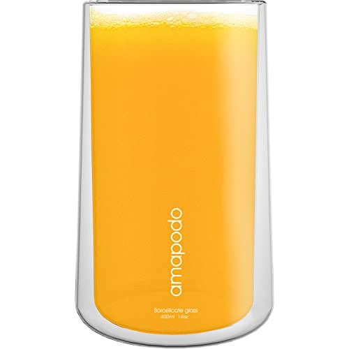 amapodo Szklanki do latte macchiato - szklanki z podwójnymi ściankami 2 x 400 ml - szklanki termiczne - zestaw szklanek do kawy - szklanki do herbaty z podwójnymi ściankami - szklanki do cappucino - prezenty dla kobiet - filiżanki do kawy ze szkła - obrazek 2