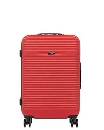 OCHNIK Walizka Średnia | Twarda Walizka | Materiał: ABS | Kolor: Czerwony | Rozmiar: M | Wymiary: 66x45x26,5cm | Pojemność: 66 litrów | 4 kółka | Wysoka Jakość