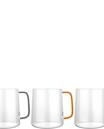 amapodo Zestaw szklanek – 3 x szklane filiżanki do gorących napojów – espresso kawa herbata – kolorowe szklanki do herbaty z uchem – prezenty dla kobiet – filiżanki do espresso 350 ml – szklanki do kawy – szklane filiżanki do kawy
