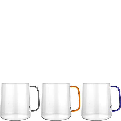 amapodo Zestaw szklanek – 3 x szklane filiżanki do gorących napojów – espresso kawa herbata – kolorowe szklanki do herbaty z uchem – prezenty dla kobiet – filiżanki do espresso 350 ml – szklanki do kawy – szklane filiżanki do kawy