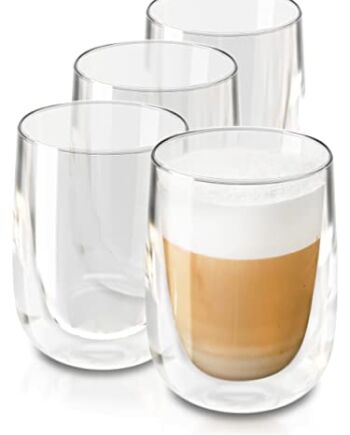 Cosumy 4 Szklanki termiczne do cappuccino o podwójnych ściankach 250 m