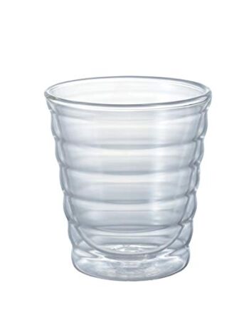 Hario V60 Szklanka do kawy | Kubek do kawy ze szkła borokrzemowego z podwójnymi ściankami, przezroczysty, 295 ml