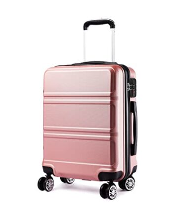 KONO Walizka na kółkach, twarda obudowa, bagaż podręczny, podwójne kółka, lekka walizka kabinowa ABS, walizka podróżna, zamek szyfrowy, 55 cm, nude, 20", Carry-On walizka