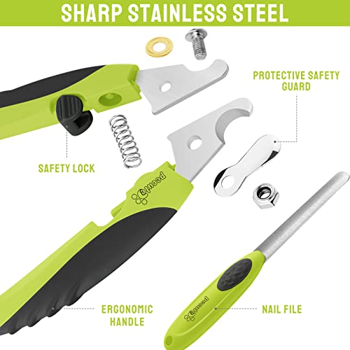 pecute Nożyce do pazurów dla psów i kotów, z pilnikiem do paznokci, profesjonalna pielęgnacja pazurów ze stali nierdzewnej, szczypce do pazurów dla psów, z ochroną bezpieczeństwa - obrazek 9