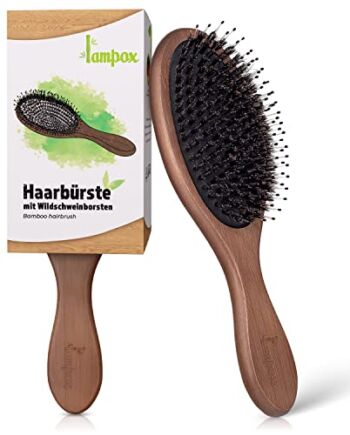 lampox Szczotka do włosów z włosiem dzika, masaż głowy, pielęgnacja wł
