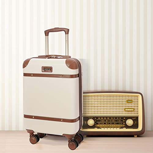 Aerolite 55x35x20cm Walizka Bagaż Podręczny Stylowa Nowoczesna Klasyczna Retro Vintage Styl ABS Twarda Obudowa Bagażowa Z 4 Podwójnymi Kołami Obrotowymi 5 Lat Gwarancji - obrazek 3