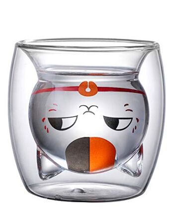 BAMINX kubek dla kota, kubek z podwójną ścianką, 220 ml espresso kawa herbata kubek szklany kot wzór kubek 3D kociak szklanki żaroodporne podwójna ścianka kawa mleko sok świąteczny kubek