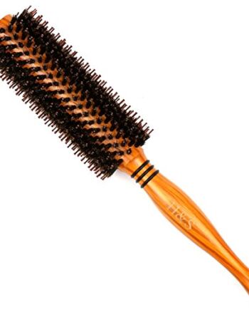 H&S Drewniana okrągła szczotka do włosów szczotka do włosów drewno naturalne dzik włosie