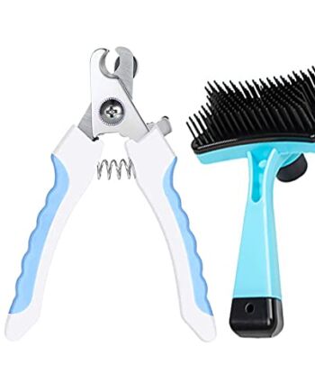 Qixuer 1 sztuka obcinacz do paznokci dla zwierząt, obcinacz do paznokci dla psów ze stali nierdzewnej pazury zwierzęce pazury nożyce obcinacze pazury koty z 1 szt. szczotka do pielęgnacji zwierząt domowych grzebień szczotka dla psów kotów ptaków świnka morska