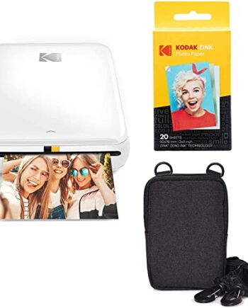 KODAK Drukarka fotograficzna Step Instant z Bluetooth/NFC, technologią ZINK i aplikacją KODAK dla systemów iOS i Android (Biały) Go Bundle