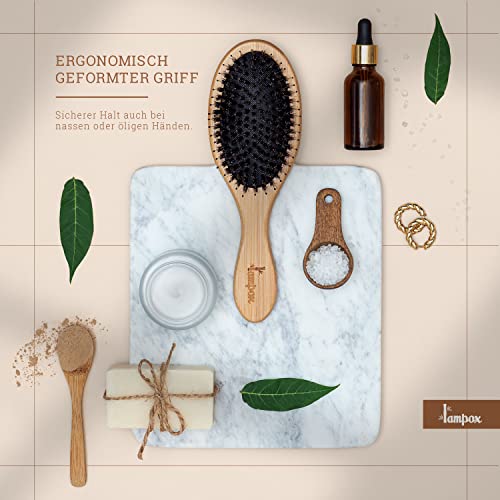 Bambusowa szczotka do włosów z włosiem z dzika masaż głowy pielęgnacja - obrazek 4