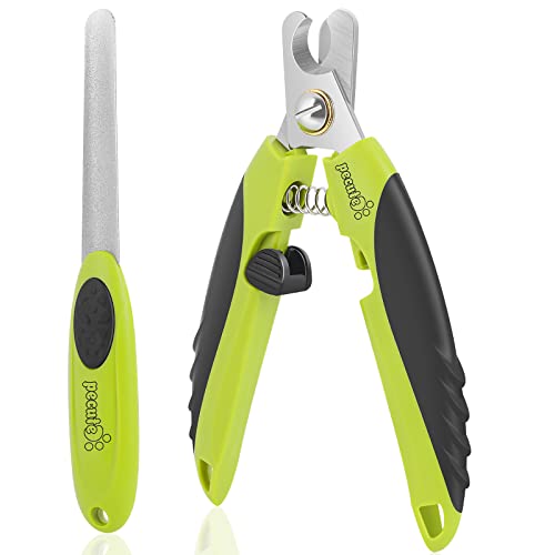 pecute Nożyce do pazurów dla psów i kotów, z pilnikiem do paznokci, profesjonalna pielęgnacja pazurów ze stali nierdzewnej, szczypce do pazurów dla psów, z ochroną bezpieczeństwa