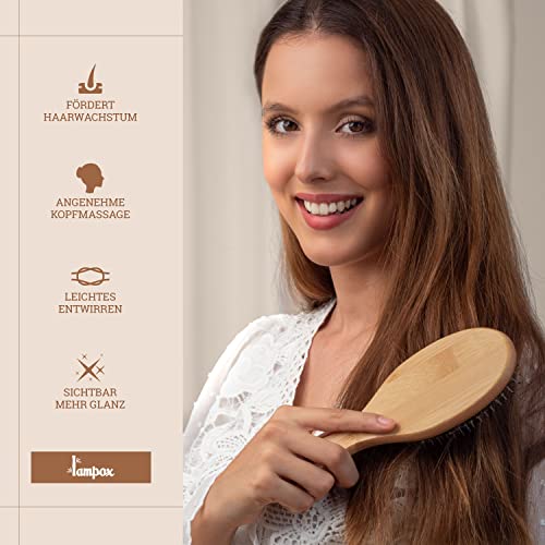 Bambusowa szczotka do włosów z włosiem z dzika masaż głowy pielęgnacja - obrazek 8