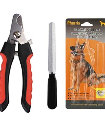 Phorris obcinacz do paznokci dla zwierząt domowych (nożyczki) z ochroną bezpieczeństwa + pilnik do paznokci. do cięcia małych i średnich paznokci (L-16 cm, czerwony+czarny)