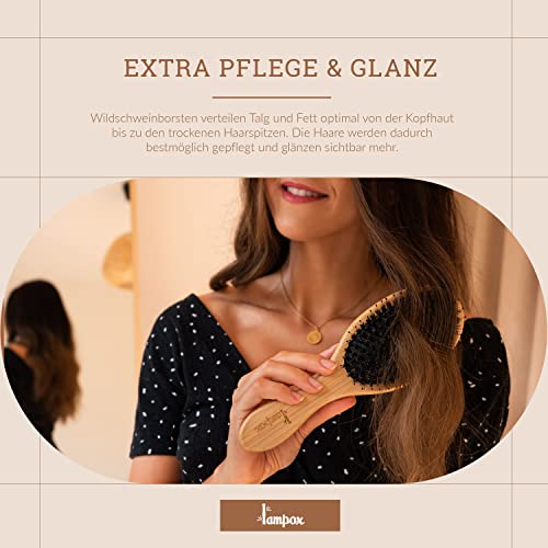 Bambusowa szczotka do włosów z włosiem z dzika masaż głowy pielęgnacja - obrazek 6