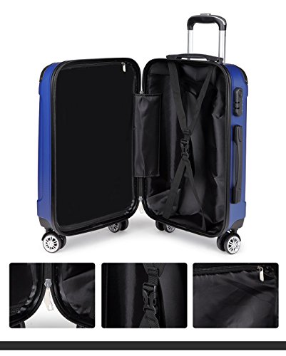 Kono Walizka z twardą obudową ABS na 4 kołach na kółkach Walizka podróżna, granatowy, Small 20", Carry On - obrazek 3