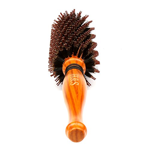 H&S Drewniana okrągła szczotka do włosów szczotka do włosów drewno naturalne dzik włosie - obrazek 4