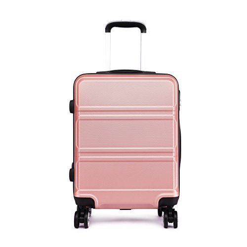 KONO Walizka na kółkach, twarda obudowa, bagaż podręczny, podwójne kółka, lekka walizka kabinowa ABS, walizka podróżna, zamek szyfrowy, 55 cm, nude, 20", Carry-On walizka - obrazek 7