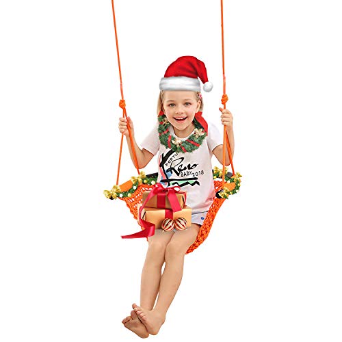 Huśtawka dla dzieci, mały fotel wiszący, huśtawka ogrodowa, wiszący hamak, huśtawka ogrodowa, huśtawka talerzowa, dla dzieci w pomieszczeniach, na zewnątrz, do pokoju dziecięcego (obciążenie do 150 kg) - obrazek 2