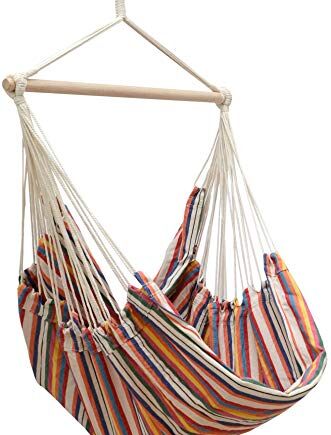 AMANKA XXL wiszące siedzisko 185x130cm hamak do siedzenia w paski wielokolorowe